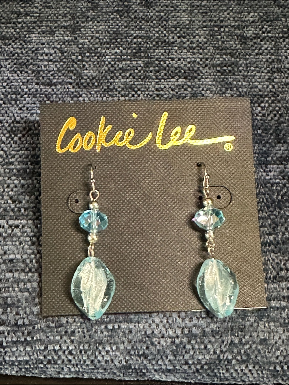 Cookie Lee Light Blue Glass Bead Drop Earrings